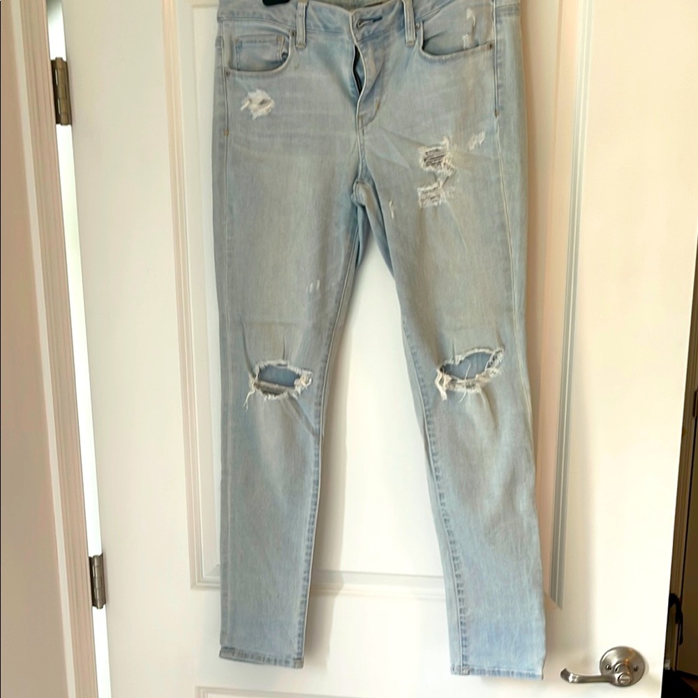 American Eagle Outfitters Blue Skinny Jeans Distressed Style